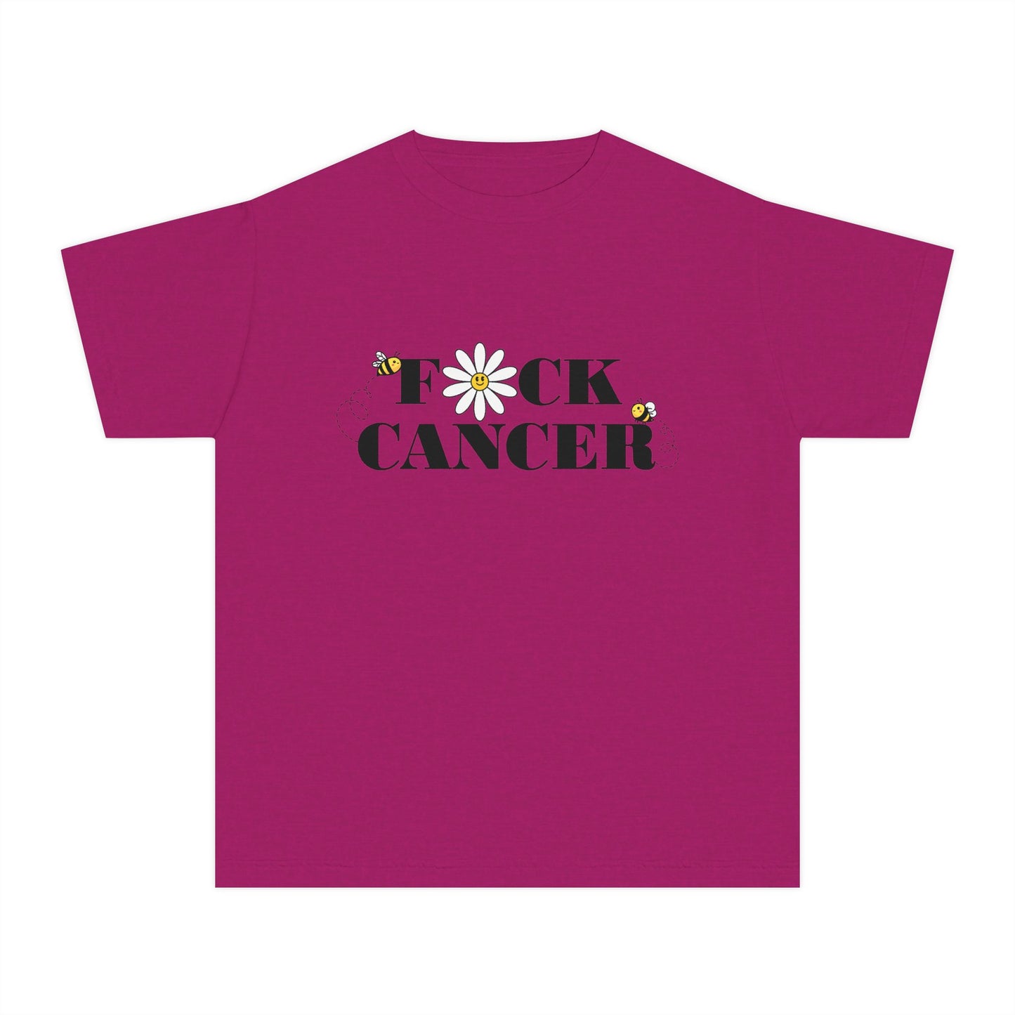 Kids Cancer Awareness Tee with Flower and Bees Design