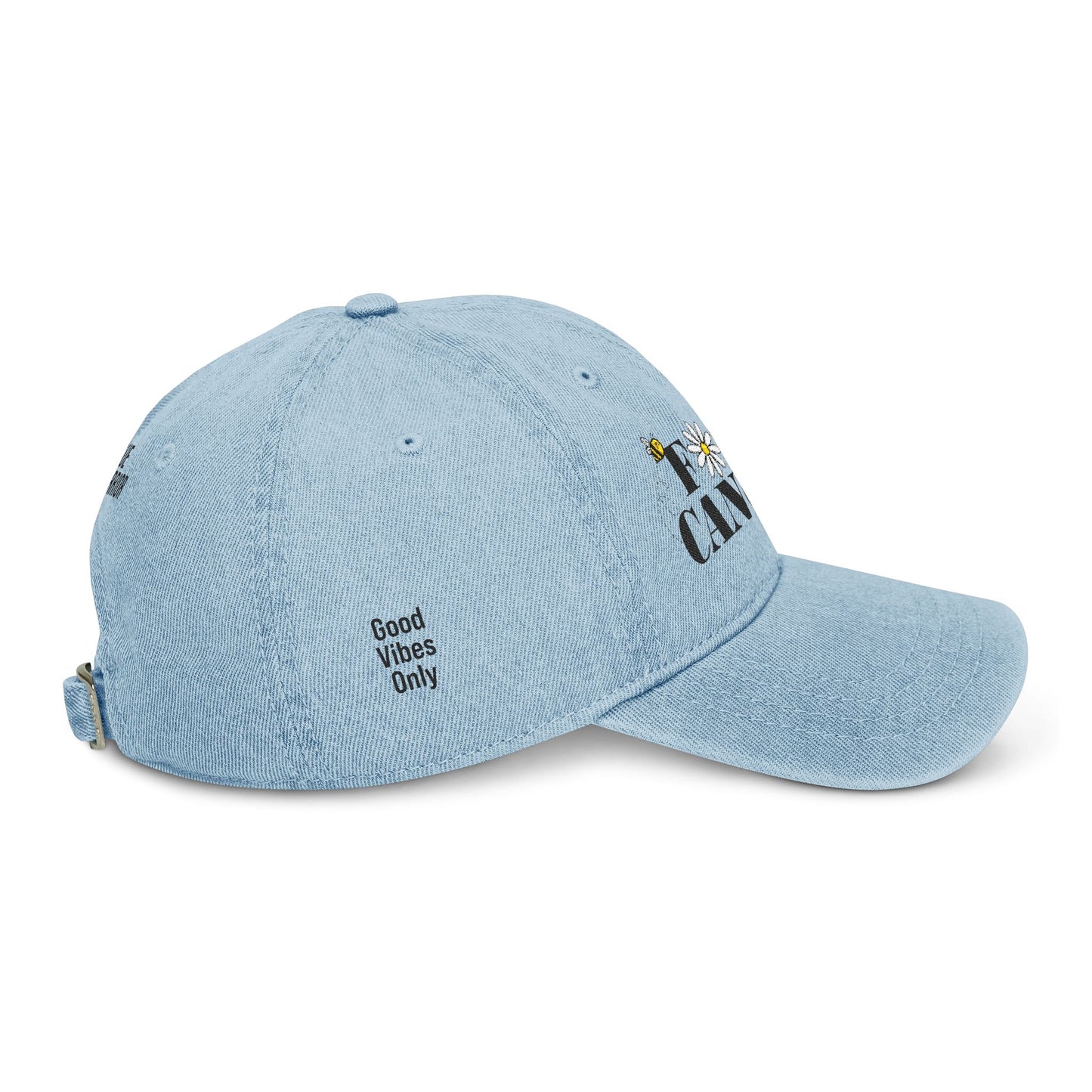 Embroidered Denim Hat with 'Fuck Cancer' Logo