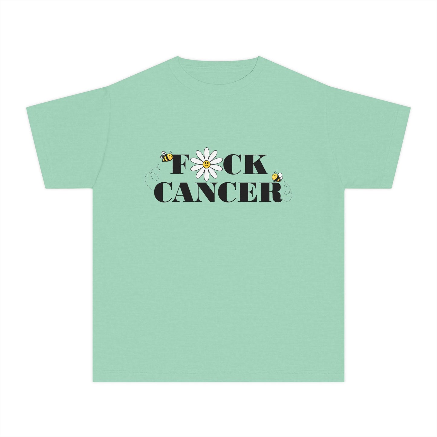 Kids Cancer Awareness Tee with Flower and Bees Design