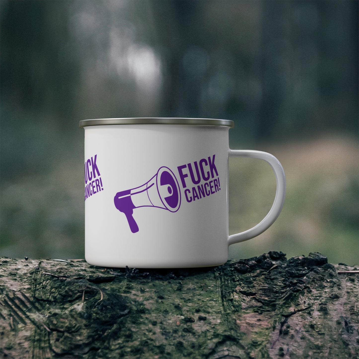 Enamel FUCK CANCER Camping Mug