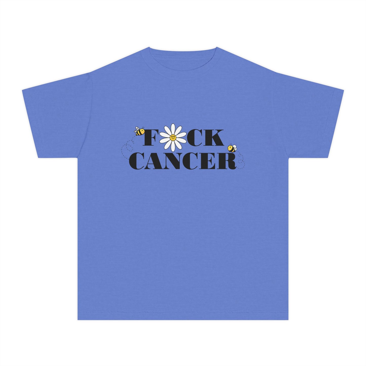 Kids Cancer Awareness Tee with Flower and Bees Design