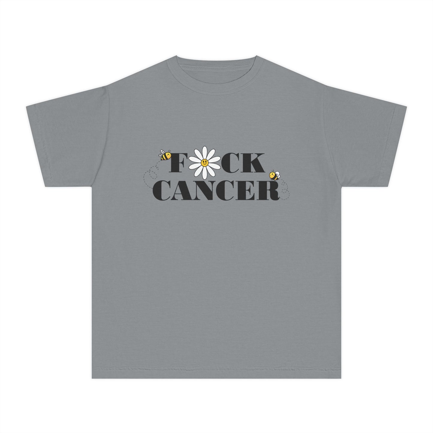 Kids Cancer Awareness Tee with Flower and Bees Design
