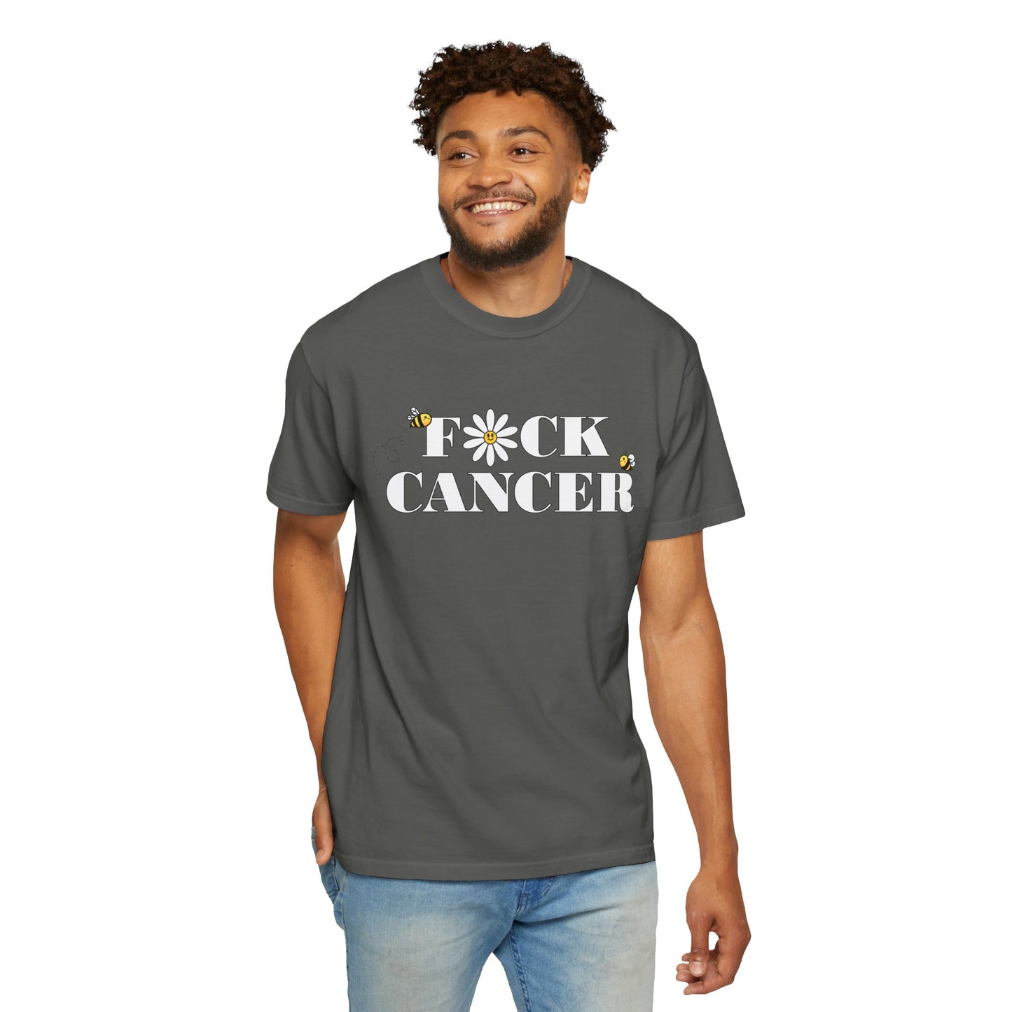 Cancer Awareness Tee w/ bee & flower design