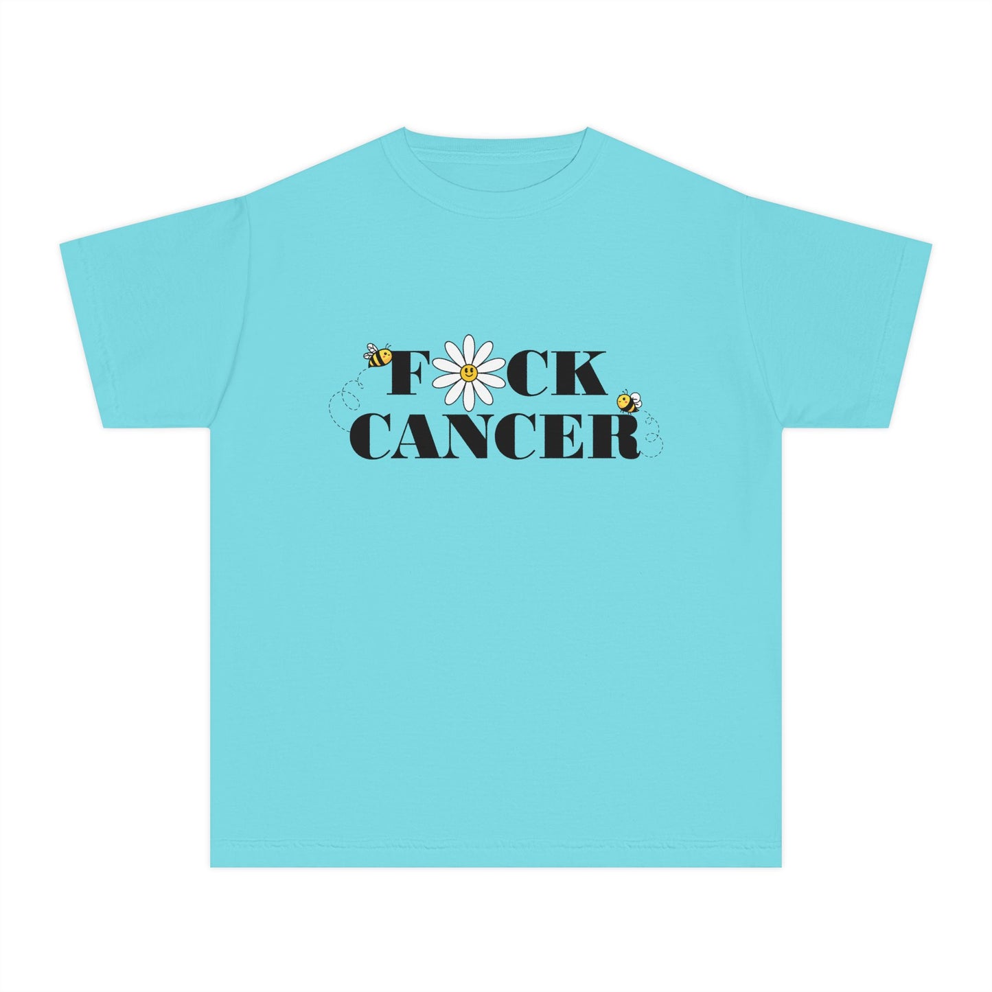 Kids Cancer Awareness Tee with Flower and Bees Design